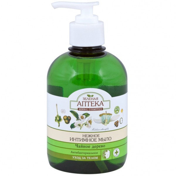 МЫЛО ИНТИМНОЕ «ЗЕЛЕНАЯ АПТЕКА» чайное дерево дозатор 370 мл, антибактериальн.