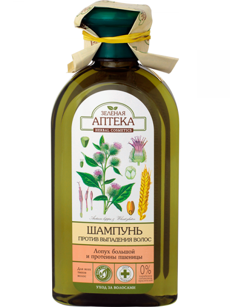 ШАМПУНЬ «ЗЕЛЕНА АПТЕКА» «лопух великий і ПРОТЕЇНИ ПШЕНИЦІ» проти випадіння волосся 350мл