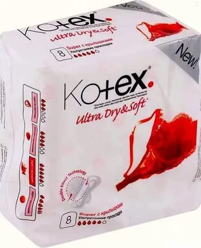 ПРОКЛАДКИ ЖЕНСКИЕ ГИГИЕНИЧЕСКИЕ KOTEX ULTRA DRY&  SOFT SUPER с крылышками №8