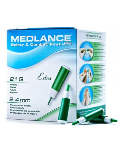 ЛАНЦЕТ (СКАРИФИКАТОР) АВТОМАТИЧЕСКИЙ MEDLANCE PLUS EXTRA игла 21G, глуб. прокола 2,4 мм №200