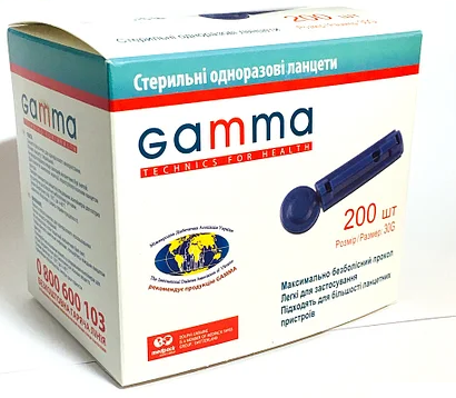 ЛАНЦЕТИ стерильний одноразові GAMMA №200 ЛАНЦЕТИ стерильний одноразові GAMMA №200