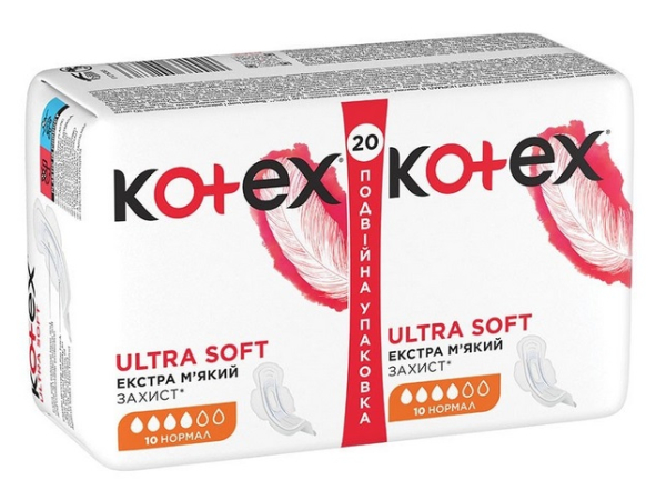 ПРОКЛАДКИ ЖЕНСКИЕ ГИГИЕНИЧЕСКИЕ KOTEX ULTRA NORMAL УЛЬТРАТОНКИЕ С КРЫЛЫШКАМИ soft №20