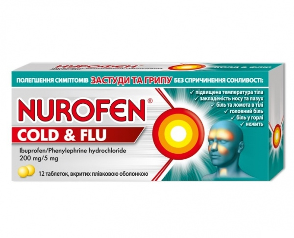 НУРОФЕН КОЛД ФЛЮ табл. 200 мг + 5 мг №12