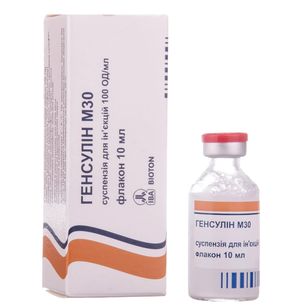 ГЕНСУЛИН М30 суспензия для инъекций 100 ЕД/мл картридж 3 мл №1