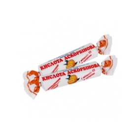 АСКОРБІНОВА кислота вітамін С з цукром з апельсиновим смаком табл. 25мг №10