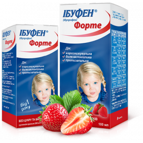 ІБУФЕН форте суспензія оральна 200мг/5мл з ароматом полуниці 100мл