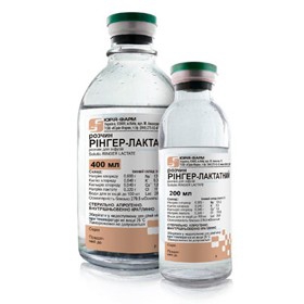 РИНГЕРА ЛАКТАТНЫЙ р-р д/инф. бутылка 400 мл