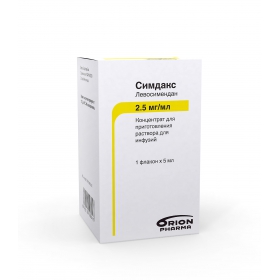 СИМДАКС конц. для приготовления инф. р-ра 2,5 мг/мл фл. 5 мл №1
