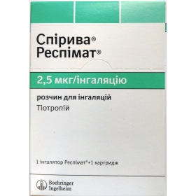 СПИРИВА РЕСПИМАТ р-р для ингаляций 2,5 мкг/доза картридж с ингал. Респимат 4 мл, 60 ингаляций №1