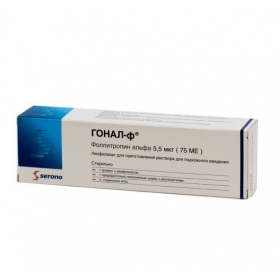 ГОНАЛ-Ф порошок д/р-ра д/ин. 75 МЕ фл., раств. в шприце 1 мл, + иглы №1