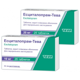 ЭСЦИТАЛОПРАМ-ТЕВА табл. п/плен. оболочкой 20 мг блистер №28