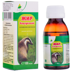 БАРСУЧИЙ ЖИР С ВИТАМИННЫМ КОМПЛЕКСОМ ДОБАВКА ДИЕТИЧЕСКАЯ «ЭЛИКСИР» 100 мл