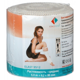 БИНТ МЕДИЦИНСКИЙ ЭЛАСТИЧНЫЙ ЛЕНТОЧНЫЙ КОМПРЕССИОННЫЙ ELAST 9512 5 м х 10 см, средн. растяж.