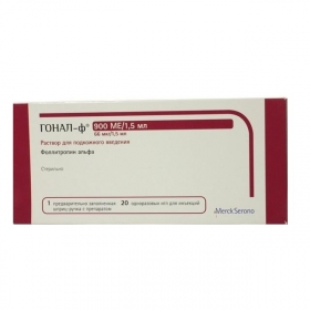 ГОНАЛ-Ф раствор для инъекций 900 МЕ картридж, влож. в ручку д/введ 1,5 мл, с 20 иглами