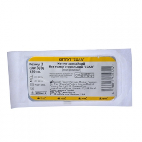 КЕТГУТ ОБЫКНОВЕННЫЙ БЕЗ ИГЛЫ СТЕРИЛЬНЫЙ «IGAR» 3/0