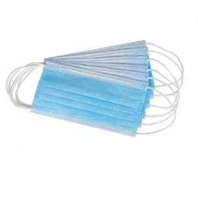МАСКА лицьова 3-х шарова одноразового використання 17,5х9,5см, синя, з вушними петлями №50