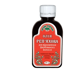 МАСЛО РЕП'ЯХОВЕ з ЧЕРВОНИМ ПЕРЦЕМ, ХМЕЛЕМ, МЯТОЮ для відновлення фарбованого волосся 110мл