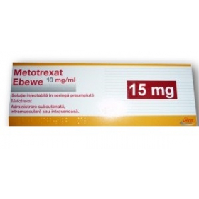 МЕТОТРЕКСАТ «ЭБЕВЕ» р-р д/ин. 15 мг шприц 1,5 мл, + иглы №1