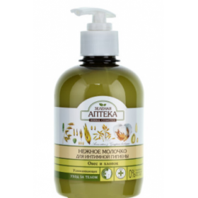 МОЛОЧКО ніжне для інтимної гігієни «ЗЕЛЕНА АПТЕКА» овес і бавовна 370мл заспокійливе