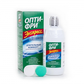 ОПТИ-ФРИ ЭКСПРЕСС МНОГОЦЕЛЕВОЙ РАСТВОР для ухода за конт-ми лин-ми фл. 120 мл, с конт. д/хра-я линз