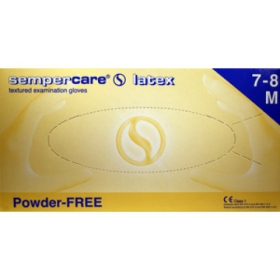 ПЕРЧАТКИ ЛАТЕКСНЫЕ СМОТРОВЫЕ НЕСТЕРИЛЬНЫЕ ПРИПУДРЕННЫЕ «SEMPERCARE» размер 7-8 №100