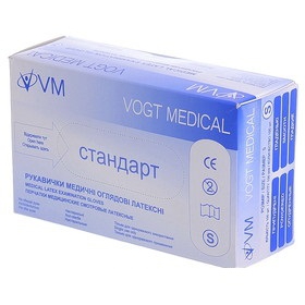 ПЕРЧАТКИ МЕДИЦИНСКИЕ СМОТРОВЫЕ ЛАТЕКСНЫЕ НЕСТЕР. VOGT MEDICAL M, прип. гладк., станд. кл. пара