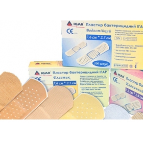 ПЛАСТИР бактерицидний IGAR тип водостійкий на пвх основі 1,9*7,2см №100