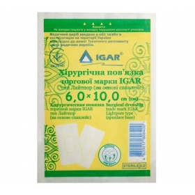 ПЛАСТИР бактерицидний IGAR тип ЛАЙТПОР (на основі спанлейс) 6*10см хірургічна пов'язка