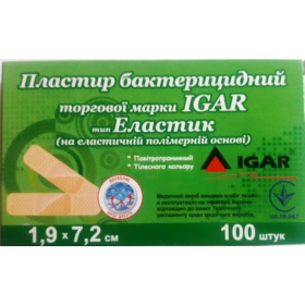 ПЛАСТИР бактерицидний IGAR тип ЕЛАСТІК (на еластичній полімерній основі) 1,9*7,2см №100