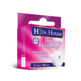 ПЛАСТЫРЬ МЕДИЦИНСКИЙ «H Dr. House» 5 см х 500 см коробка бумажная, на нетканной основе