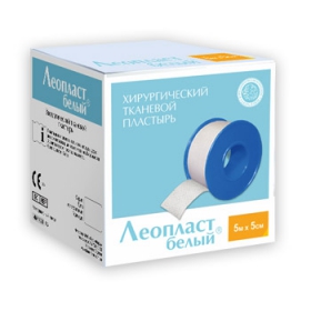 ПЛАСТЫРЬ МЕДИЦИНСКИЙ LEOPLAST 5 см х 5 м, белый, (1шт. в уп.) №1