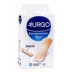 ПЛАСТЫРЬ МЕДИЦИНСКИЙ URGO водонепроницаемый с антисептиком (20х40)мм, (34х72)мм,(19х72)мм №20