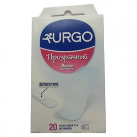 ПЛАСТЫРЬ МЕДИЦИНСКИЙ URGO прозрачный с антисептиком (20х40)мм, (34х72)мм,(19х72)мм №20