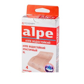 ПЛАСТЫРЬ МЕДИЦИНСКИЙ АЛПЕ ВОДОСТОЙКИЙ ЭЛАСТИЧНЫЙ XL, 76х50 мм №4