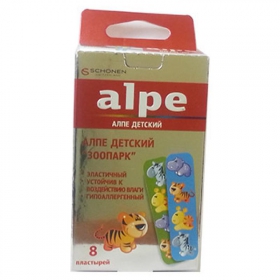 ПЛАСТЫРЬ МЕДИЦИНСКИЙ АЛПЕ ДЕТСКИЙ «ЗООПАРК» 76х19 мм №8