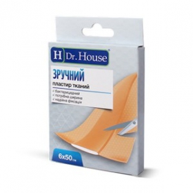 ПЛАСТЫРЬ МЕДИЦИНСКИЙ БАКТЕРИЦИДНЫЙ «H Dr. House» 6 см х 50 см, на ткан. основе (хлопок)