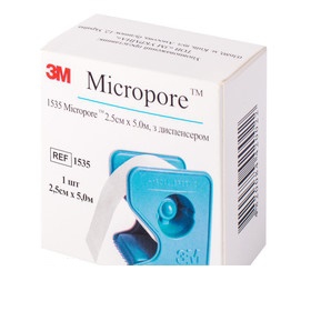 ПЛАСТЫРЬ ХИРУРГИЧЕСКИЙ MICROPORE МИКРОПОР 2,5 см х 5 м, с диспенсером