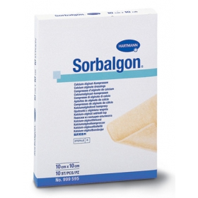 ПОВЯЗКА СПЕЦИАЛЬНАЯ ПОГЛОЩАЮЩАЯ С КАЛЬЦИЙ-АЛЬГИНАТОМ SORBALGON 10 см х 10 см стерил. №10