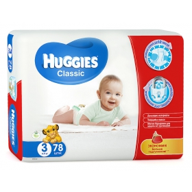 ПОДГУЗНИКИ ДЕТСКИЕ ГИГИЕНИЧЕСКИЕ HUGGIES CLASSIC midi (3) №78