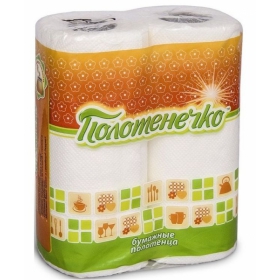 ПОЛОТЕНЦА БУМАЖНЫЕ «ПОЛОТЕНЕЧКО» без запаха, бел. рулон, 2-х слойные №2