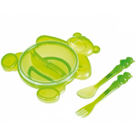 ПОСУДА 2/422, тарелка+ложка+вилка Медвежонок