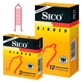 ПРЕЗЕРВАТИВЫ СИКО «SICO» RIBBED ребристые, со смазкой №12