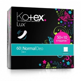 ПРОКЛАДКИ ЖЕНСКИЕ ГИГИЕНИЧЕСКИЕ KOTEX LUX NORMAL DEO с ароматом алоэ вера №60