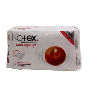 ПРОКЛАДКИ ЖЕНСКИЕ ГИГИЕНИЧЕСКИЕ KOTEX ULTRA DRY&  SOFT NIGHT с крылышками №7