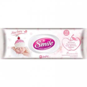 СЕРВЕТКИ ультрам'які вологі «SMILE BABY» для дітей з перших днів життя з клапаном №72