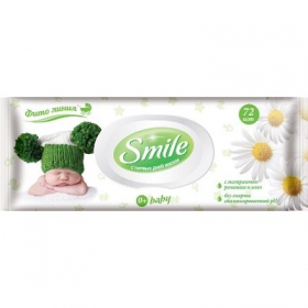 СЕРВЕТКИ ультрам'які вологі «SMILE BABY» для дітей з перших днів життя екстр. ромашки, сік алое