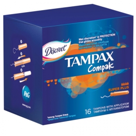 ТАМПОНЫ ГИГИЕНИЧЕСКИЕ TAMPAX compak super plus №16