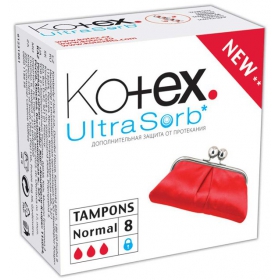 ТАМПОНЫ ЖЕНСКИЕ ГИГИЕНИЧЕСКИЕ KOTEX ULTRASORB normal №8