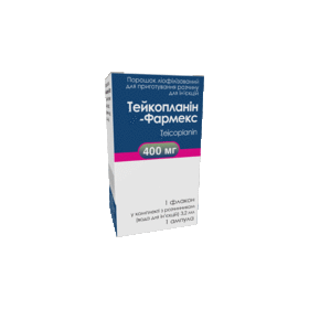 ТЕЙКОПЛАНИН-ФАРМЕКС порошок лиофил. д/п р-ра д/ин. 400 мг фл., с раств. в амп. 3,2 мл №1