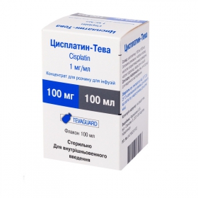 ЦИСПЛАТИН-ТЕВА конц. д/р-ра д/инф. 1 мг/мл фл. 100 мл №1